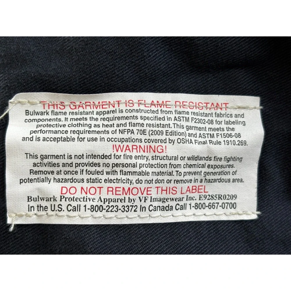 Bulwark Jacket 3XL Blue Excel FR work Fire Resistant Bomber JLJ8RB3 Lineman coat